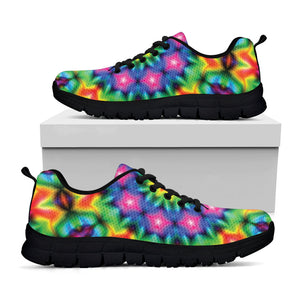 Rainbow Kaleidoscope Print Black Running Shoes