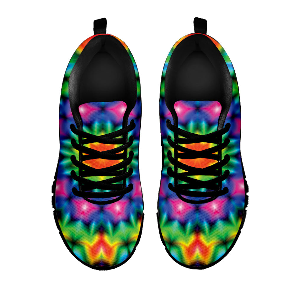 Rainbow Kaleidoscope Print Black Running Shoes