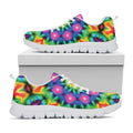 Rainbow Kaleidoscope Print White Running Shoes