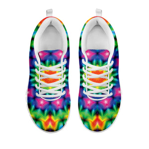 Rainbow Kaleidoscope Print White Running Shoes