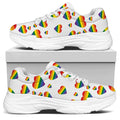 Rainbow LGBT Heart Pattern Print White Chunky Shoes