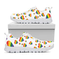 Rainbow LGBT Heart Pattern Print White Running Shoes