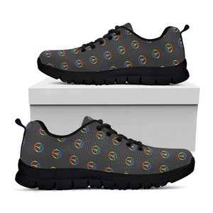Rainbow LGBT Peace Sign Pattern Print Black Running Shoes