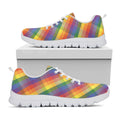 Rainbow LGBT Plaid Pattern Print White Running Shoes