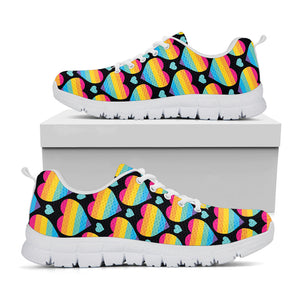 Rainbow LGBT Pride Heart Pattern Print White Running Shoes