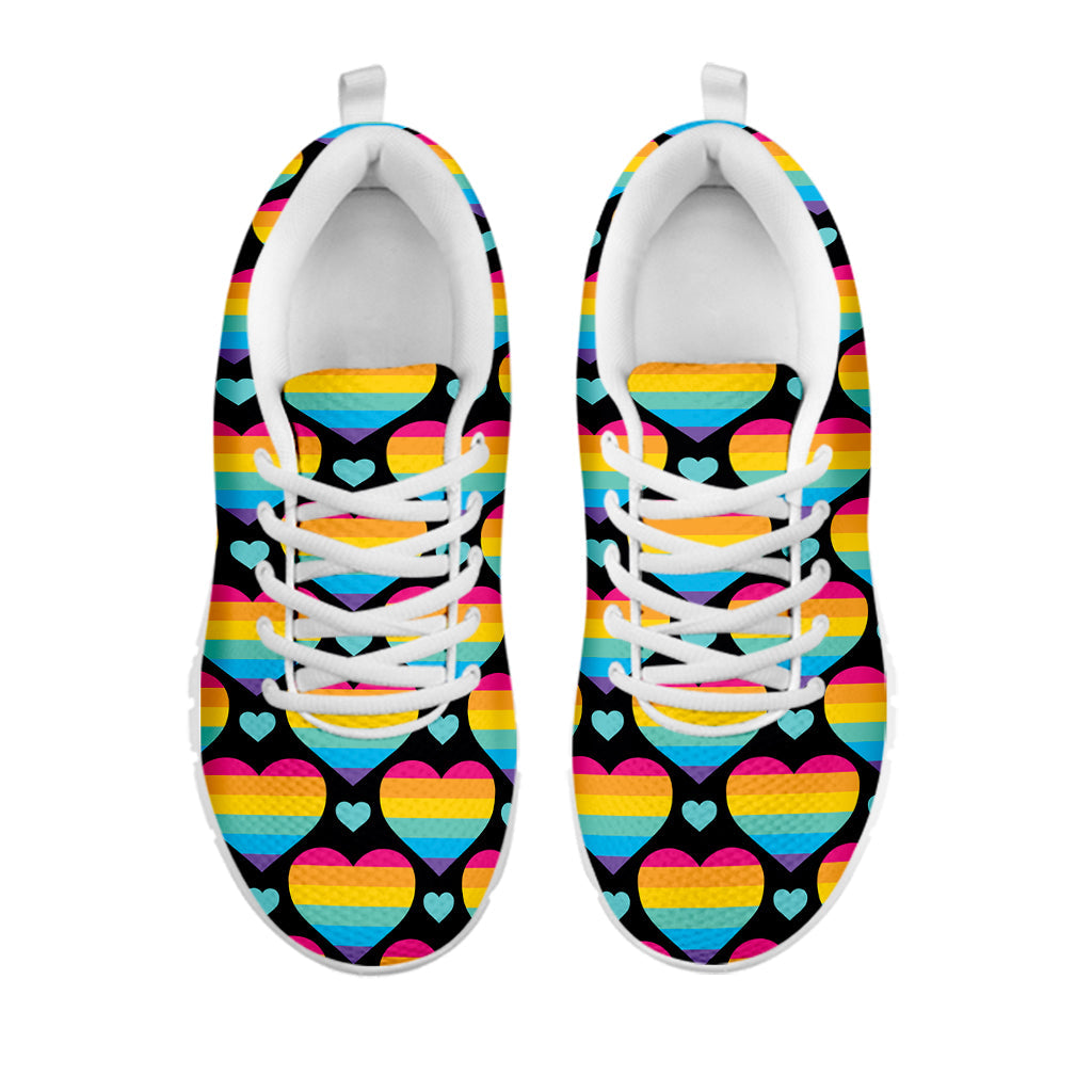 Rainbow LGBT Pride Heart Pattern Print White Running Shoes