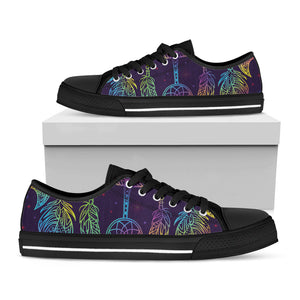 Rainbow Native Dream Catcher Print Black Low Top Sneakers