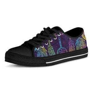 Rainbow Native Dream Catcher Print Black Low Top Sneakers