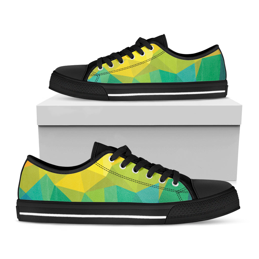 Rainbow Polygonal Geometric Print Black Low Top Sneakers