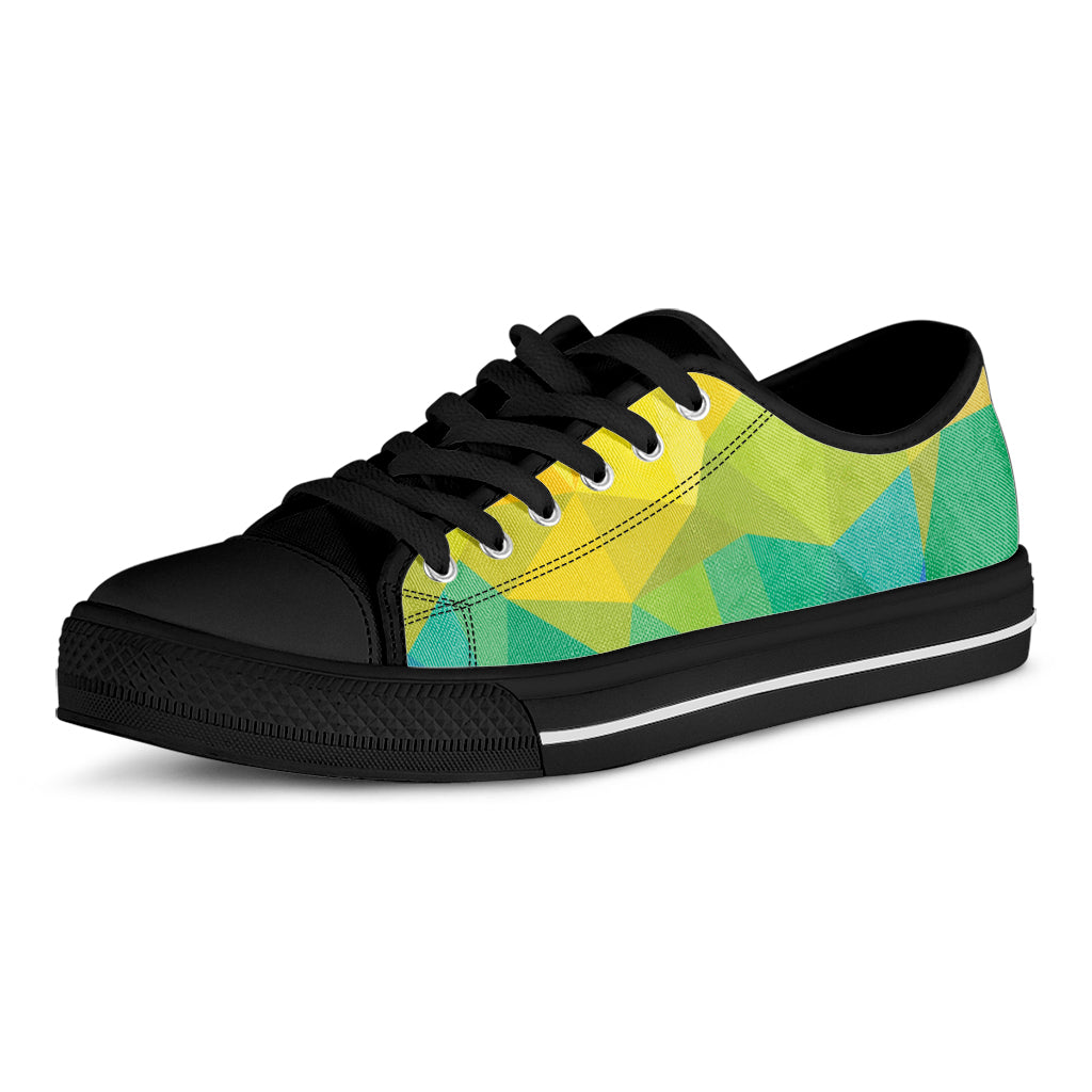 Rainbow Polygonal Geometric Print Black Low Top Sneakers