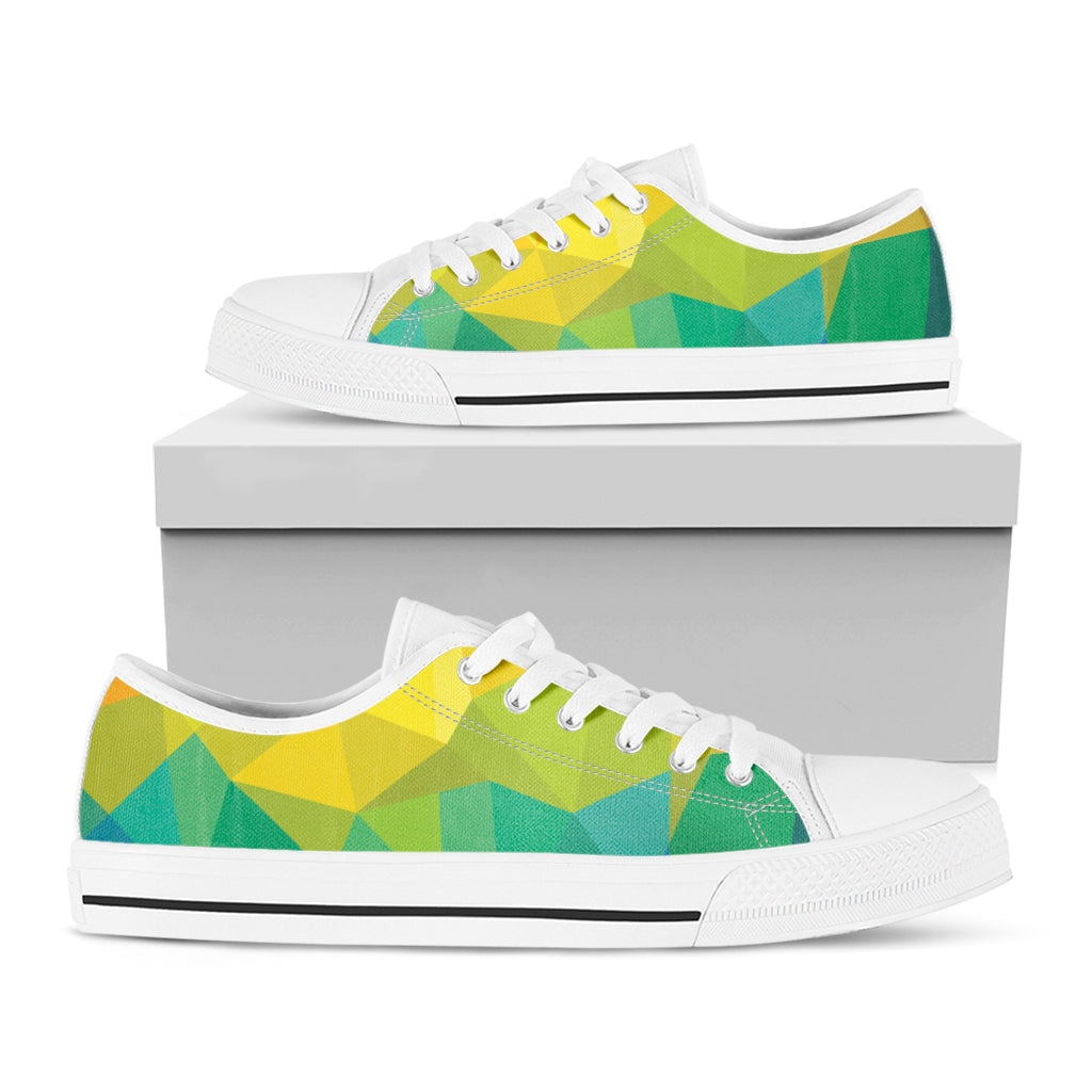 Rainbow Polygonal Geometric Print White Low Top Sneakers