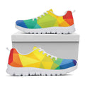 Rainbow Polygonal Geometric Print White Running Shoes
