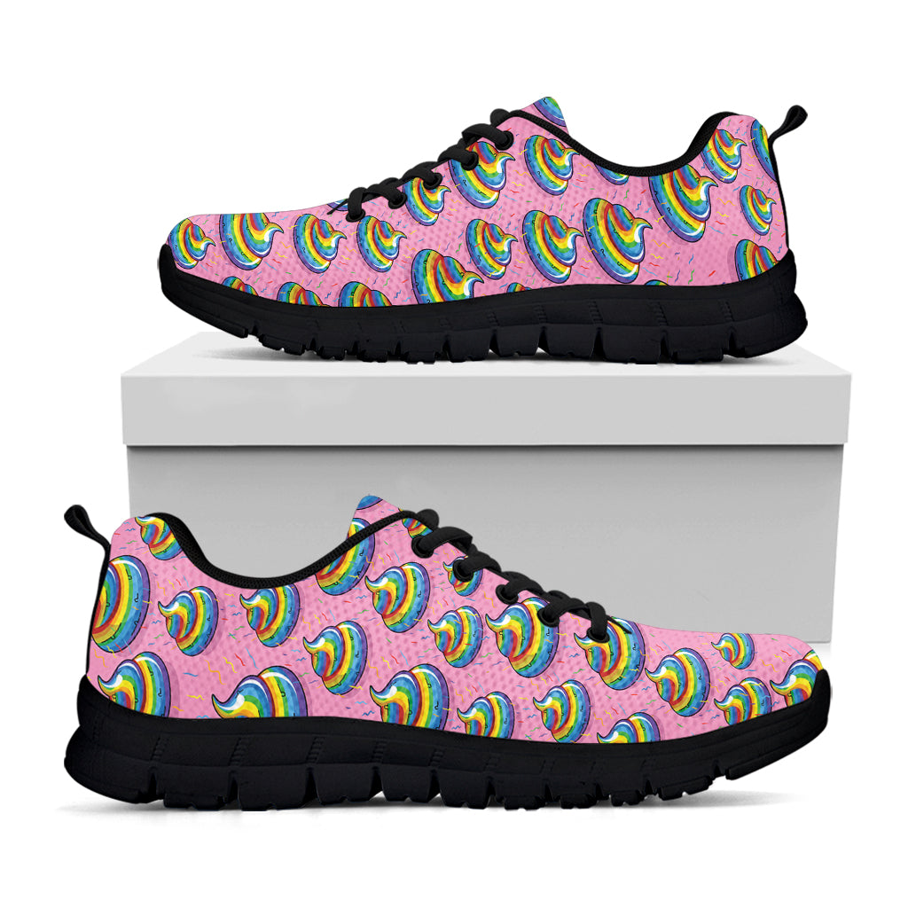 Rainbow Poop Pattern Print Black Running Shoes