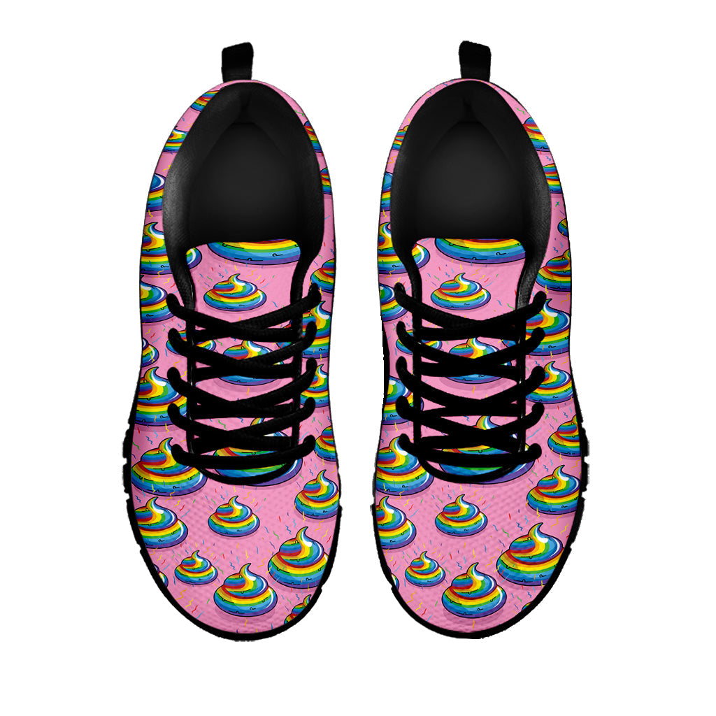 Rainbow Poop Pattern Print Black Running Shoes
