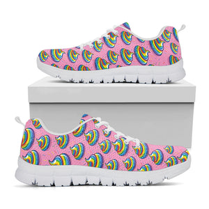 Rainbow Poop Pattern Print White Running Shoes