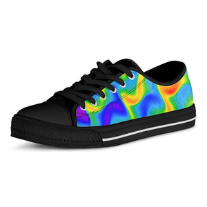 Rainbow Psychedelic Trippy Print Black Low Top Sneakers