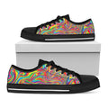 Rainbow Rave Print Black Low Top Sneakers