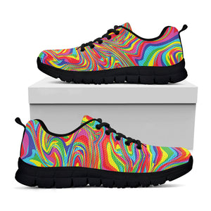 Rainbow Rave Print Black Running Shoes