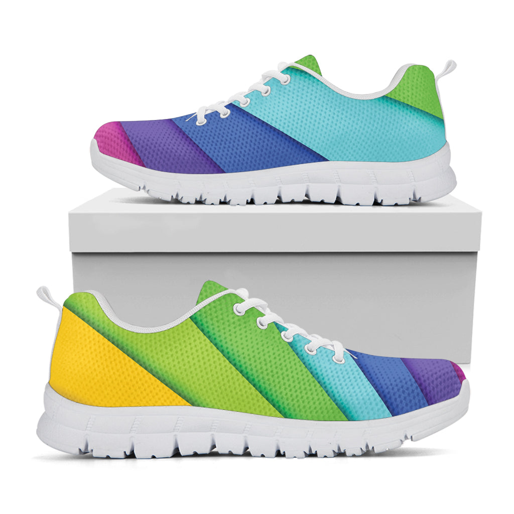 Rainbow Shades Print White Running Shoes