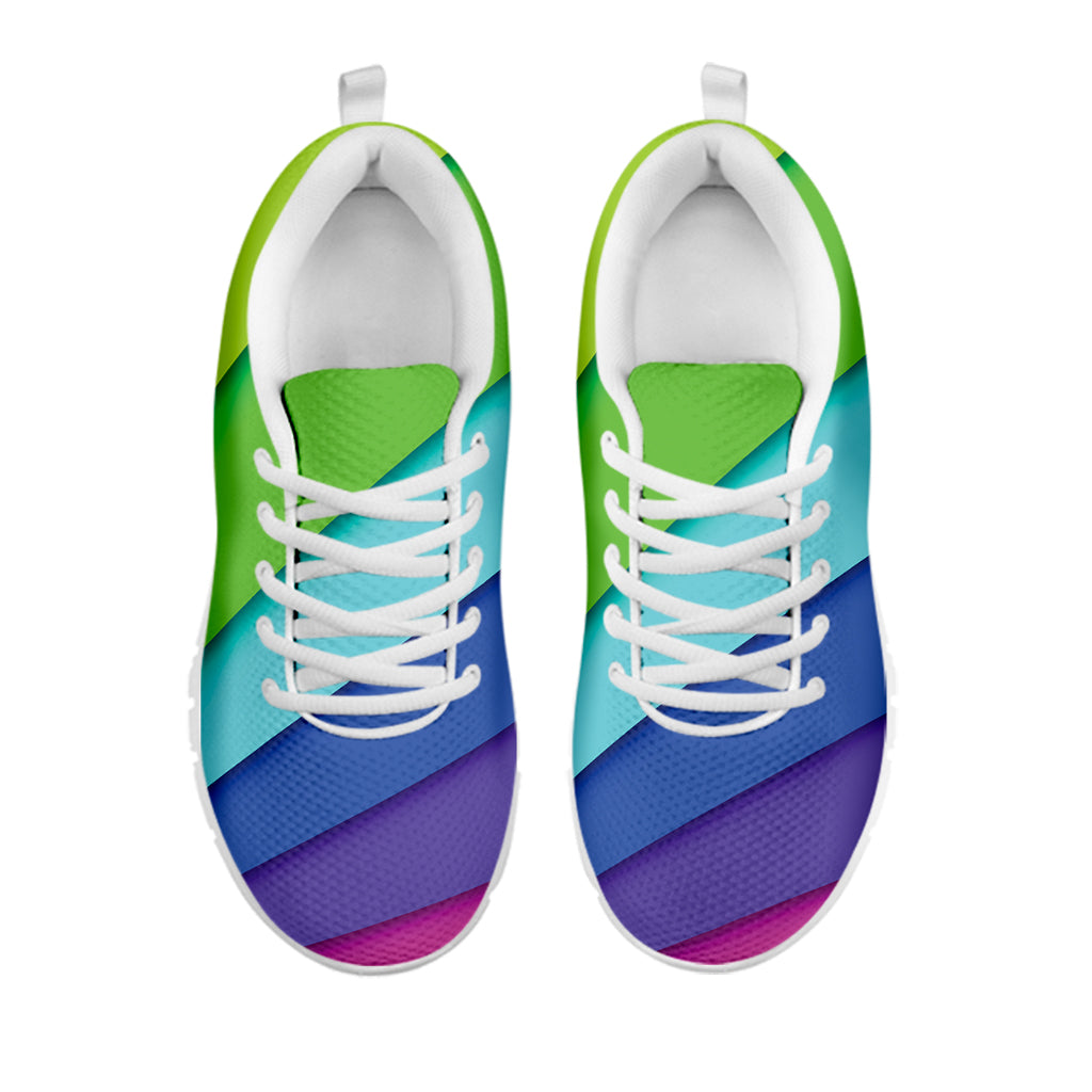 Rainbow Shades Print White Running Shoes