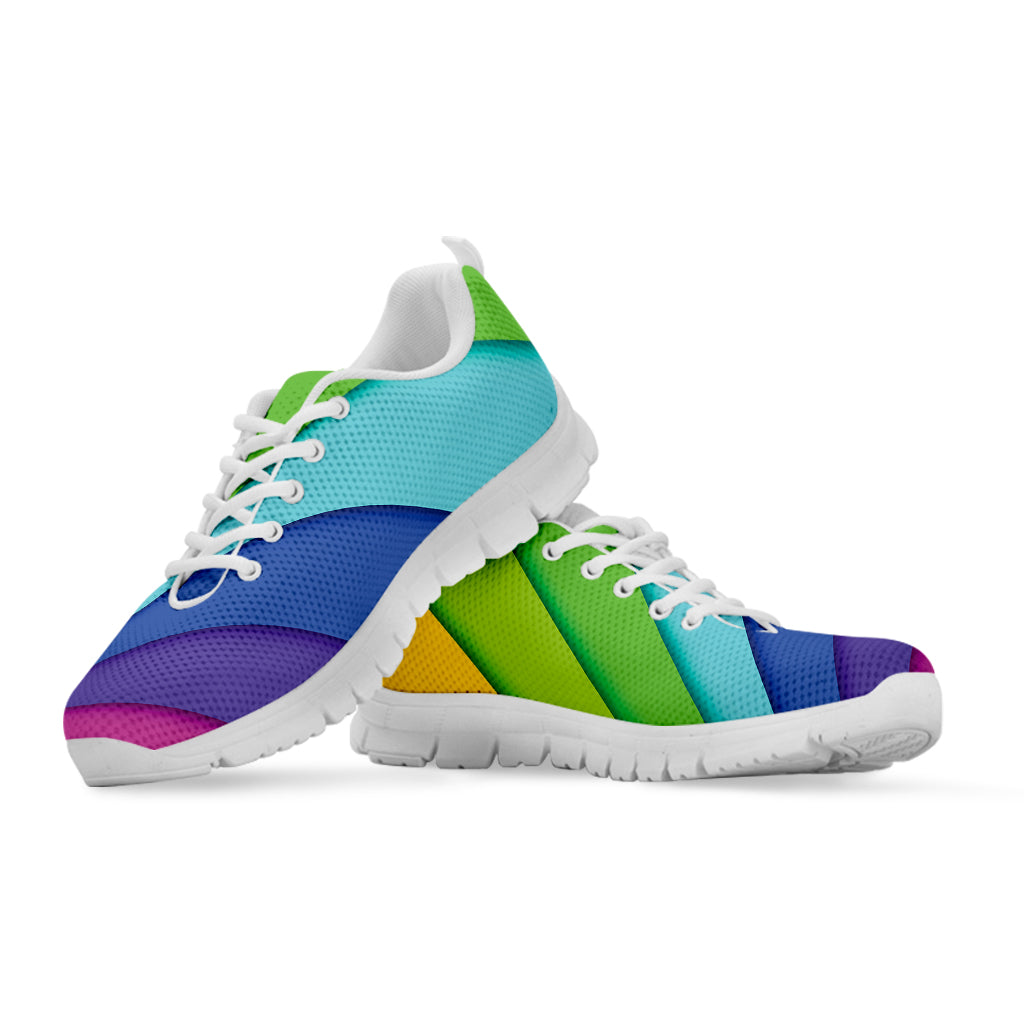 Rainbow Shades Print White Running Shoes