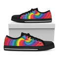 Rainbow Swirl Print Black Low Top Sneakers