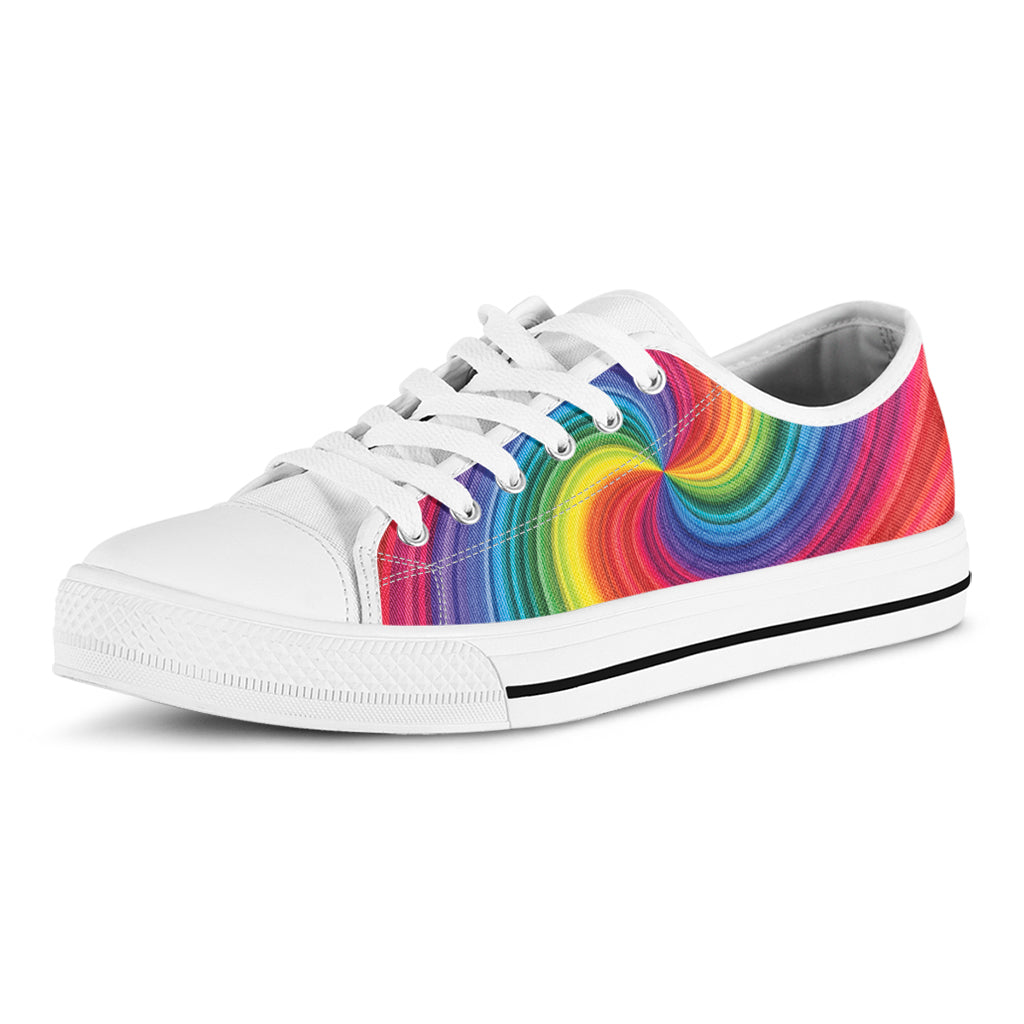 Rainbow Swirl Print White Low Top Sneakers