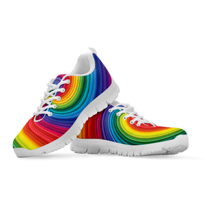 Rainbow Swirl Print White Running Shoes