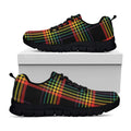 Rainbow Tartan Pattern Print Black Running Shoes
