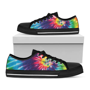 Rainbow Tie Dye Print Black Low Top Sneakers