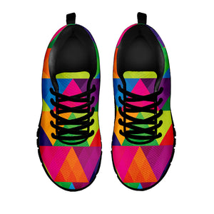 Rainbow Triangles Pattern Print Black Running Shoes