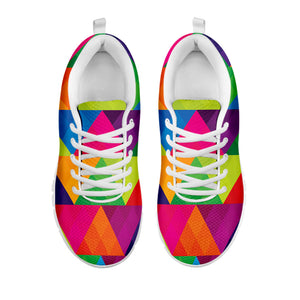 Rainbow Triangles Pattern Print White Running Shoes