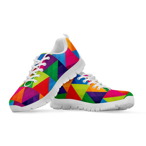 Rainbow Triangles Pattern Print White Running Shoes