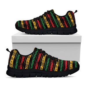 Rastafarian Hemp Pattern Print Black Running Shoes