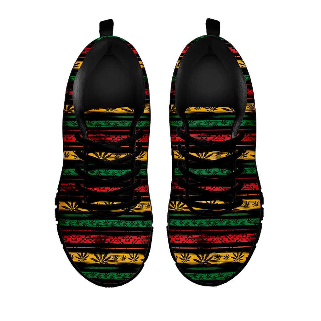 Rastafarian Hemp Pattern Print Black Running Shoes