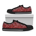 Red Adinkra Tribe Symbols Print Black Low Top Sneakers