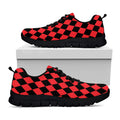 Red And Black Harlequin Pattern Print Black Running Shoes
