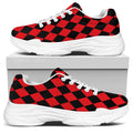 Red And Black Harlequin Pattern Print White Chunky Shoes