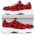 Red And Black Horror Witch Pattern Print White Chunky Shoes