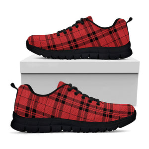 Red And Black Tartan Pattern Print Black Running Shoes