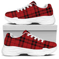 Red And Black Tartan Pattern Print White Chunky Shoes