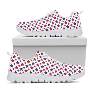 Red And Blue American Star Pattern Print White Running Shoes