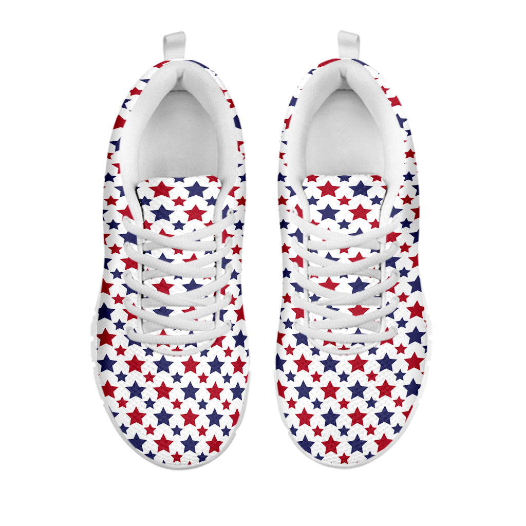 Red And Blue American Star Pattern Print White Running Shoes