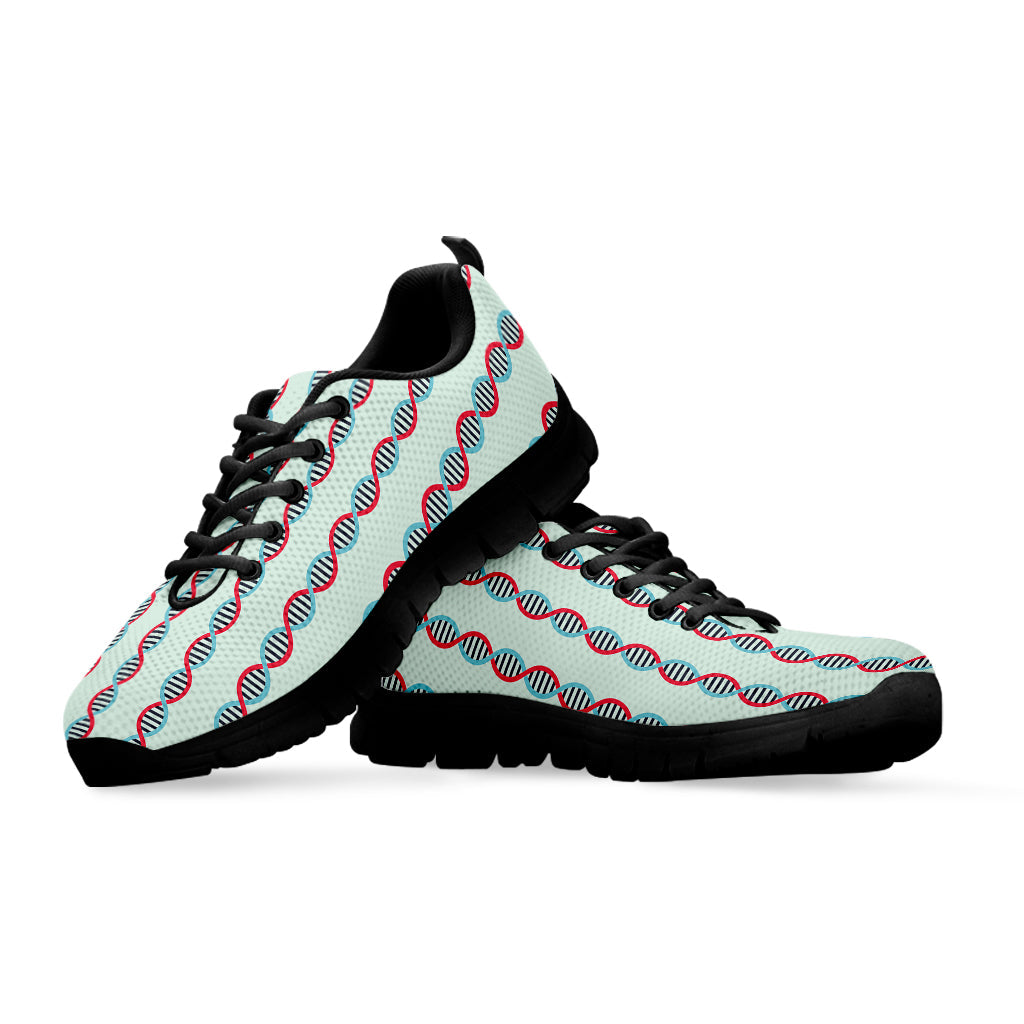 Red And Blue DNA Pattern Print Black Running Shoes