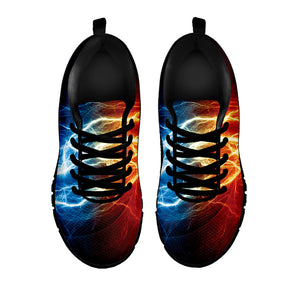 Red And Blue Lightning Print Black Running Shoes
