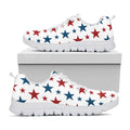 Red And Blue USA Star Pattern Print White Running Shoes