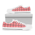 Red And White Bullseye Target Print White Low Top Sneakers