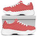 Red And White Candy Cane Pattern Print White Chunky Shoes