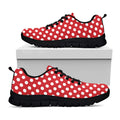 Red And White Polka Dot Pattern Print Black Running Shoes