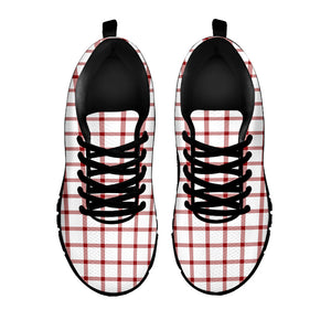 Red And White Tattersall Pattern Print Black Running Shoes